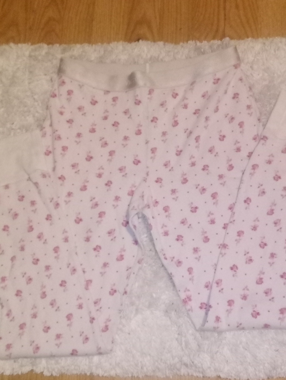 Victoria's Secret White and Pink Floral Pajama Bottoms
